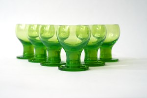 Set of glass stemware - HS Sudety - Z. Horbowy - green