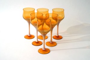 Glass set of glasses - HS Sudety - Z. Horbowy - amber and milky