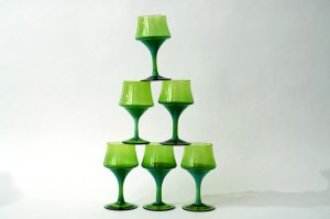 Set of glass stemware - HSA Barbara - Z. Horbowy - Green-milk