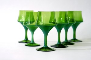 Set of glass stemware - HSA Barbara - Z. Horbowy - Green-milk