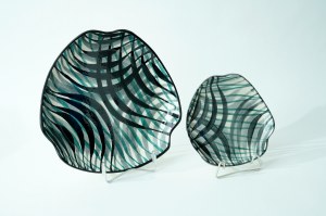 Faience platter + dessert plate - Wloclawek - E. Piwek Bialoborska