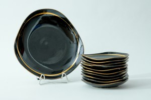 Porcelain cake set - Ryszard - ZPS Pruszków - Platter + 10 plates