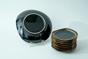 Porcelain cake set - Ryszard - ZPS Pruszków - Platter + 10 plates