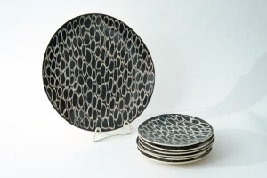 Porcelite cake set - ZPS Tułowice - Platter + 6 plates