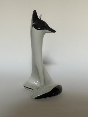 Porcelain figurine - Sitting fox - Ćmielów - M. Naruszewicz