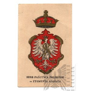 II RP Pocztówka Herb Państwa Polskiego Za Zygmunta Augusta - Mińsk 1918