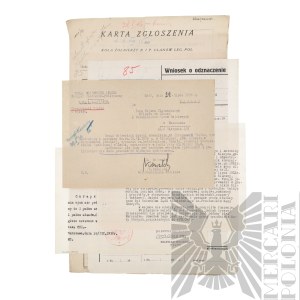 II RP Set of Documents of the 1st Regiment of Legion Lancers - Stefan Chrapkowski - Lodz.