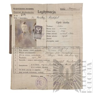 II RP Legitimation Card Lviv Province Captain of the Polish Army - Lviv, Modycze, Drohobych