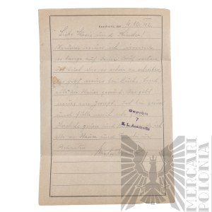 2WW/Occupation Letter from Auschwitz Concentration Camp 4.10.1942 Kraków