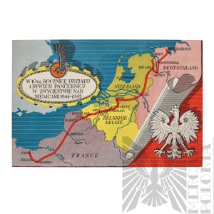 PSZnZ/Emigracja Pocztówka Rocznicowa 10 Rocznicy Zakończenia Wojny 1 Dywizja Pancerna