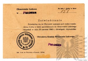 PRL Certificate of Participation in the Referendum 3 Times 