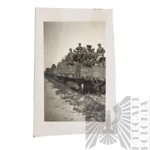 II RP Photograph of Polish Army Soldiers During Transportation by Railroad.