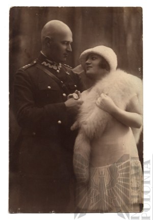 II RP Studio Photograph of Captain of the 15th Regiment of Poznań Lancers with his Partner.