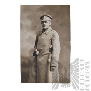 WWI/II Republic of Poland Study Photograph of a Soldier of the Polish Corps in Russia - Szabla wz.17, Eagle Polish Corps in Russia