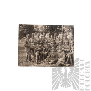 II RP Fotografia Grupowa Oficerów Wojska Polskiego - Virtuti Militari VM, Krzyż Walecznych KW, Rogatywka,