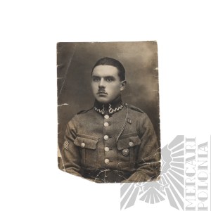 II RP Portrait Photograph Early Polish Army - Badge to Defenders of the Eastern Borderlands, Chevrons for Service of Years