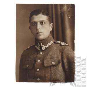 II RP Fotografia Portretowa Podporucznika Wczesne Wojsko Polskie - Naramienniki wz.17 “Trzepaczki”