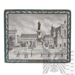 II RP Jubilee Card with Adam Mickiewicz Monument Warsaw Jozef Hirszowicz Printing House