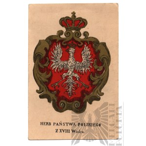 II RP Pocztówka Herb Państwa Polskiego z XVIII Wieku - 1918 Mińsk