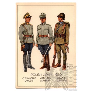 PSZnZ Pocztówka Polish Army 1920 Wojna Polsko-Bolszewicka, Kawaleria (Ułan), Artyleria, Piechota - Ignacy Matuszewski