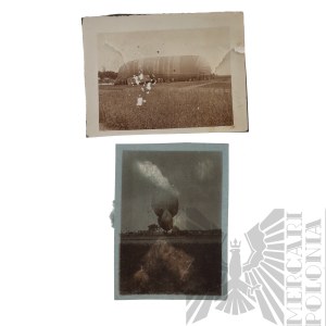 Two Photographs of Airship/Zeppelin Takeoff.