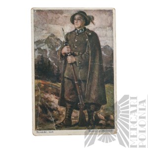 II RP Postcard with an Image of a Podhale Rifleman from a Painting by M. Stroński 6th Podhale Rifle Regiment