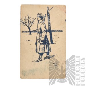 II RP Pocztówka z Wizerunkiem Kobiety Ochotnicza Legia Kobiet Sanok