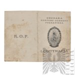 [KIEŁBASA] II RP Odznaka Korpusu Ochrony Pogranicza (KOP) z Legitymacją i Zdjęciem - Stefan Kiełbasa Korpus Ochrony Pogranicza Batalion “Hoszcza”