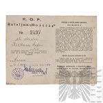 [KIEŁBASA] II RP Odznaka Korpusu Ochrony Pogranicza (KOP) z Legitymacją i Zdjęciem - Stefan Kiełbasa Korpus Ochrony Pogranicza Batalion “Hoszcza”