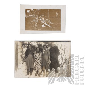 [KIEŁBASA] II RP Dwie Fotografie Żołnierzy KOP i Cywili Na Kresach - Stefan Kiełbasa Korpus Ochrony Pogranicza Batalion Hoszcza