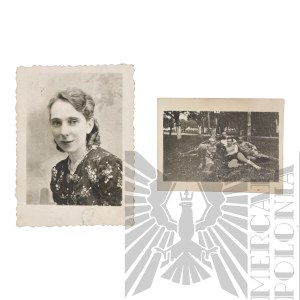 [KIEŁBASA] II RP Dwie Fotografie Kobiety i Żołnierzy Korpusu Ochrony Pogranicza
