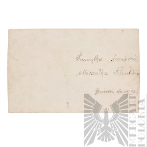 [KIE£BASA] II RP Photograph of KOP Soldiers and Civilians Under the Church of Hoszcza - Souvenir on the Occasion of the Death of Marshal Józef Piłsudski - Stefan Kiełbasa Korpus Ochrony Pogranicza Batalion 