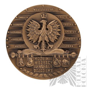 PSZnZ/Emigracja Medal Ku Czci Generała Władysława Andersa z Etui Może nie Wszyscy Lecz Dojdziemy A.K. Bobrowski