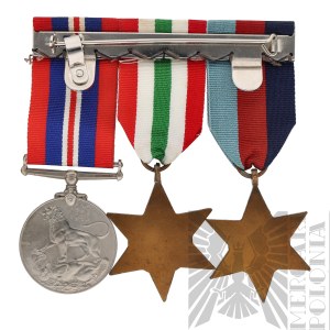 PSZnZ Spangled British Decorations Star for the 1939-1945 War, Star for Italy and the 1939-1945 War Medal.