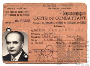 [ZŁOTOROWICZ] PSZnZ French Veteran's Legitimation Tadeusz Zlotorowicz - Knight of the Virtuti Militari