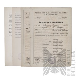 [ZŁOTOROWICZ] PSZnZ Certificates of Completion of the Merchant Gymnasium Course of the 1st Armored Division - Tadeusz Zlotorowicz - Knight Virtuti Militari