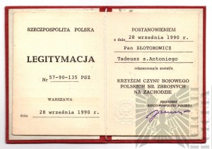 [ZŁOTOROWICZ] PSZnZ/PRL Legitimacy of the Cross of Armed Deeds of the Polish Armed Forces in the West - Tadeusz Złotorowicz - Knight of the Virtuti Militari.