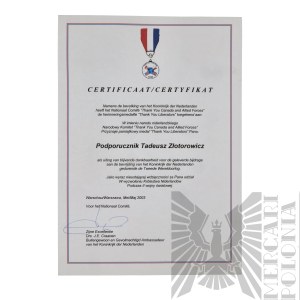 [ZŁOTOROWICZ] PSZnZ/III RP Commemorative Medal Certificate 