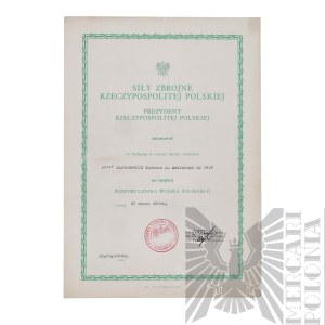 [ZŁOTOROWICZ] Third Republic Promotion of Officer Tadeusz Zlotorowicz - Knight of the Virtuti Militari.