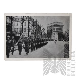 [ZŁOTOROWICZ] PSZnZ Print of a Photograph of Soldiers of the 10th Mounted Rifle Regiment During the Parade in Paris - Tadeusz Zlotorowicz - Knight of the Virtuti Militari