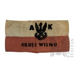 Armia Krajowa Duży Zestaw Pamiątek Po Żołnierzu Armii Krajowej Czesław Prystawko Wileńszczyzna Wilno Okupacja Litewska, Opaska Armii Krajowej