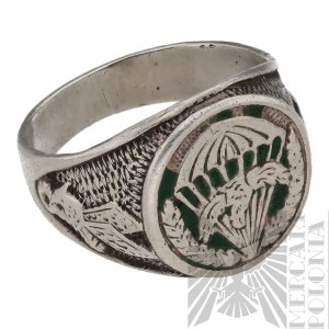 [925 SILVER] Third Republic Commemorative Signet of the Airborne Units.