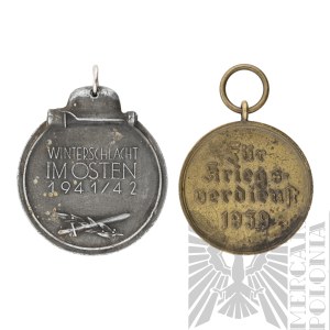 Third Reich Set of Two Decorations Medal of War Merit and Medal for the Winter Campaign in the East.