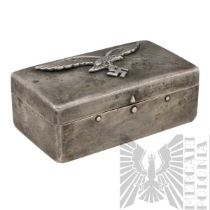 III Rzesza Metalowa Szkatułka z Metalową Gapą Luftwaffe