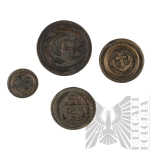 Austro-Węgry Zestaw Czterech Guzików Marynarki Wojennej