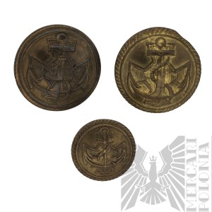 II RP - Set of Three Navy Buttons - Grabski Lodz.