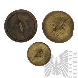 II RP - Set of Three Navy Buttons - Grabski Lodz.