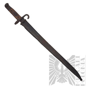 Austro-Węgry Bagnet M1870 Werndl w Pochwie - Rękojeść Drewniana z Okresu