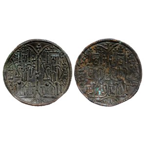 Hongrie - Bela III (1172-1196). Paire de monnaies en cuivre