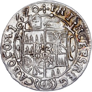 Olmütz - Charles II Liechtenstein (1664-1695) 3 Kreutzer 1670